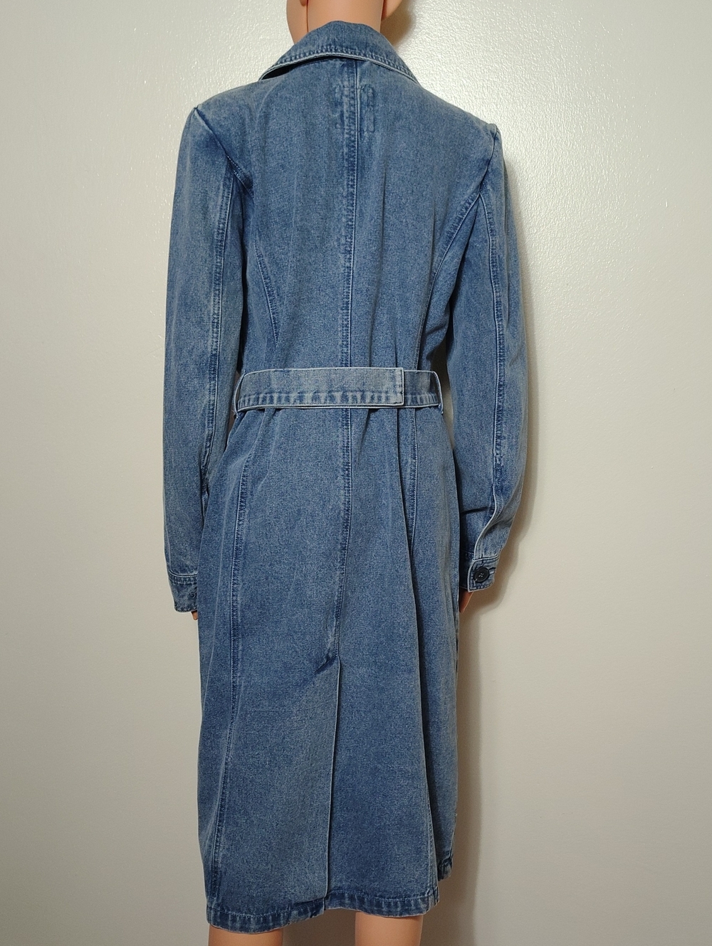 Anthropologie Avec Les Filles Denim Trench Coat Belted Double Breasted. Size M - Picture 9 of 16
